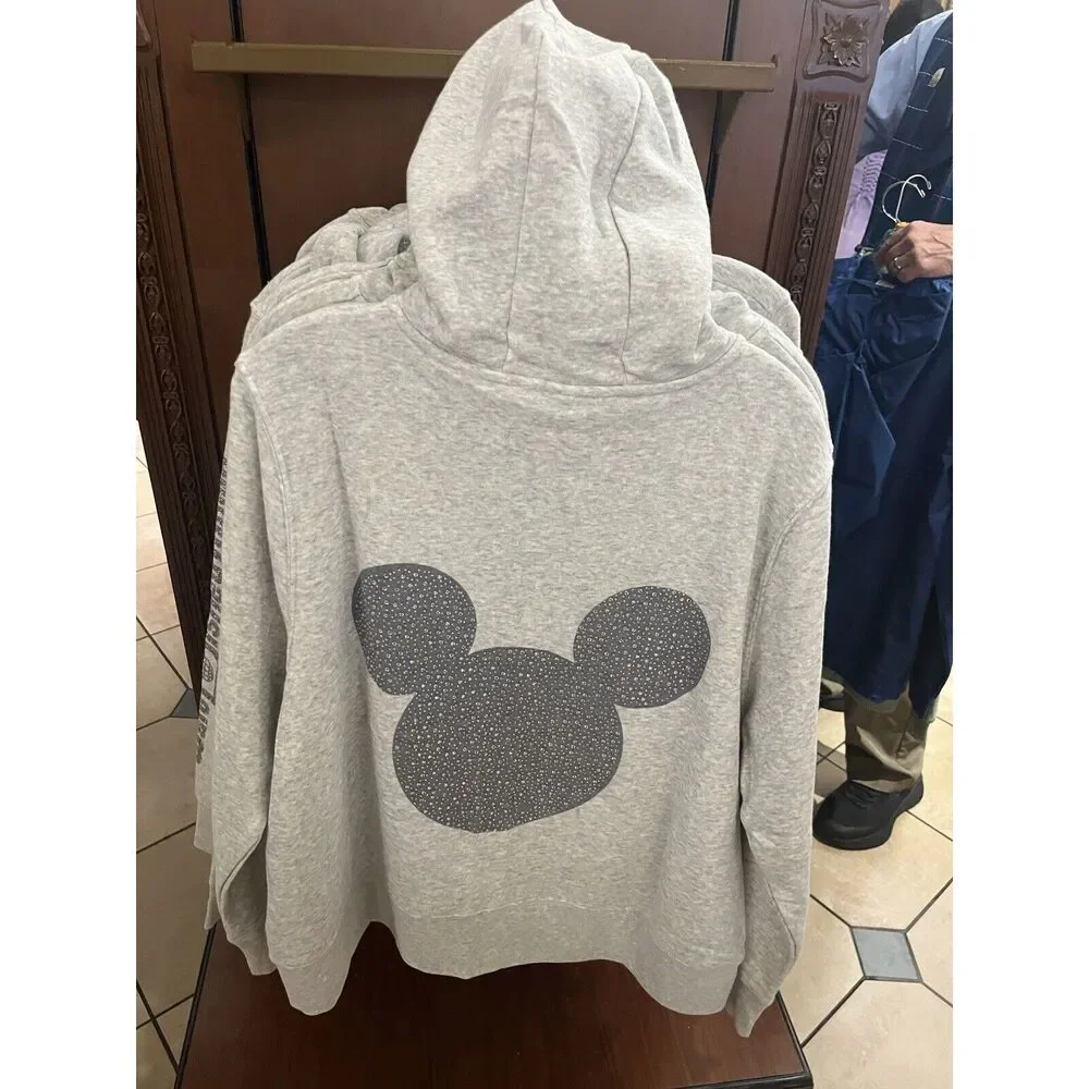 2024 Disney Parks Mickey Icon Bedazzled Gray Hoodie Jacket 2X 3X New - Picture 5 of 7